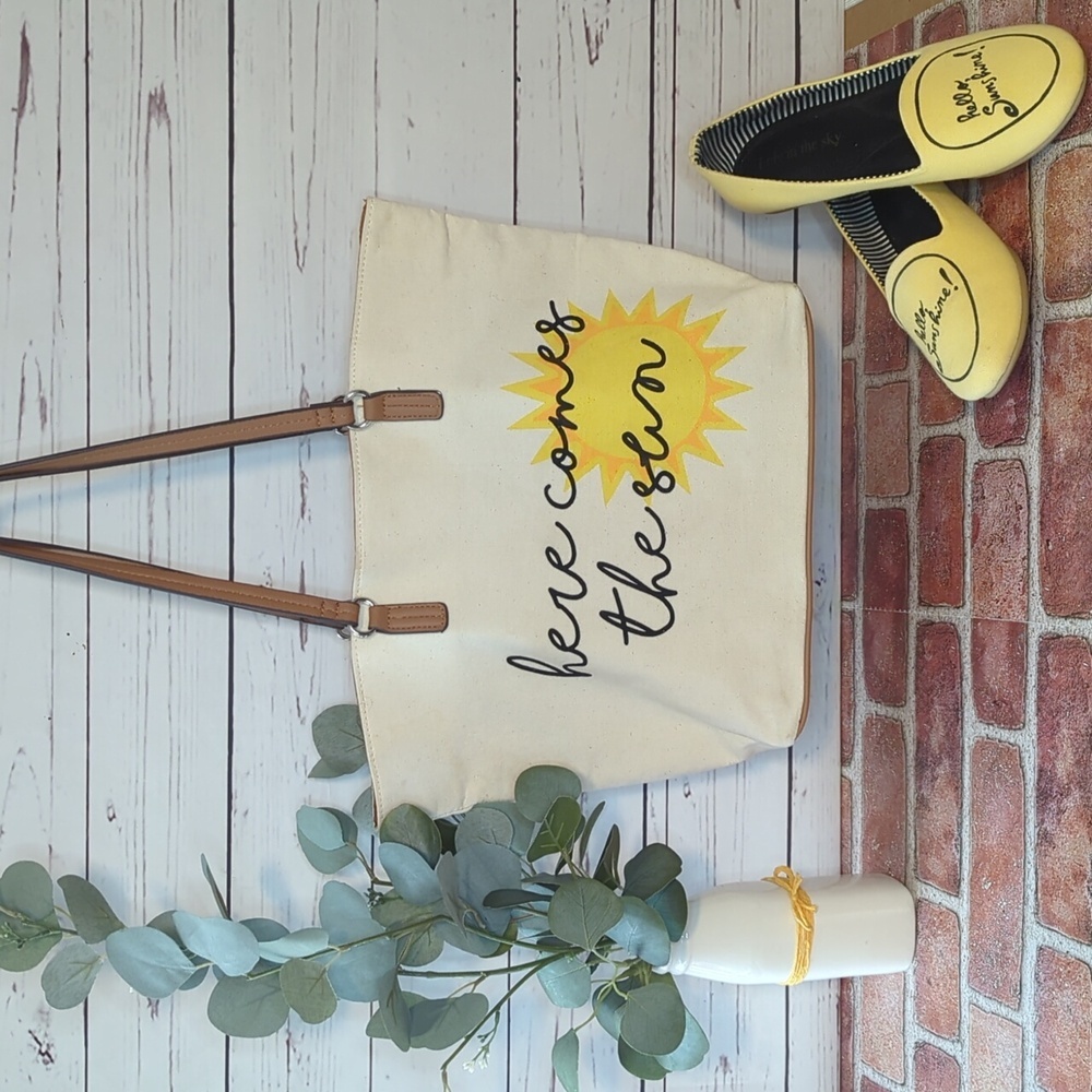 Here Comes the Sun Summer Bag‎ Tote Rosetti Natural Canvas Medium Bohemian Beach